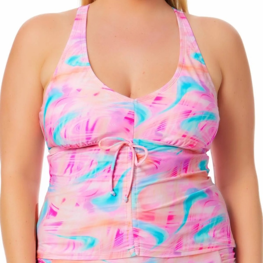 California Waves Plus Ditsy Print Tankini Set